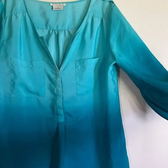 Como Petite Green Ombre Blouse M - Picture 2 of 6